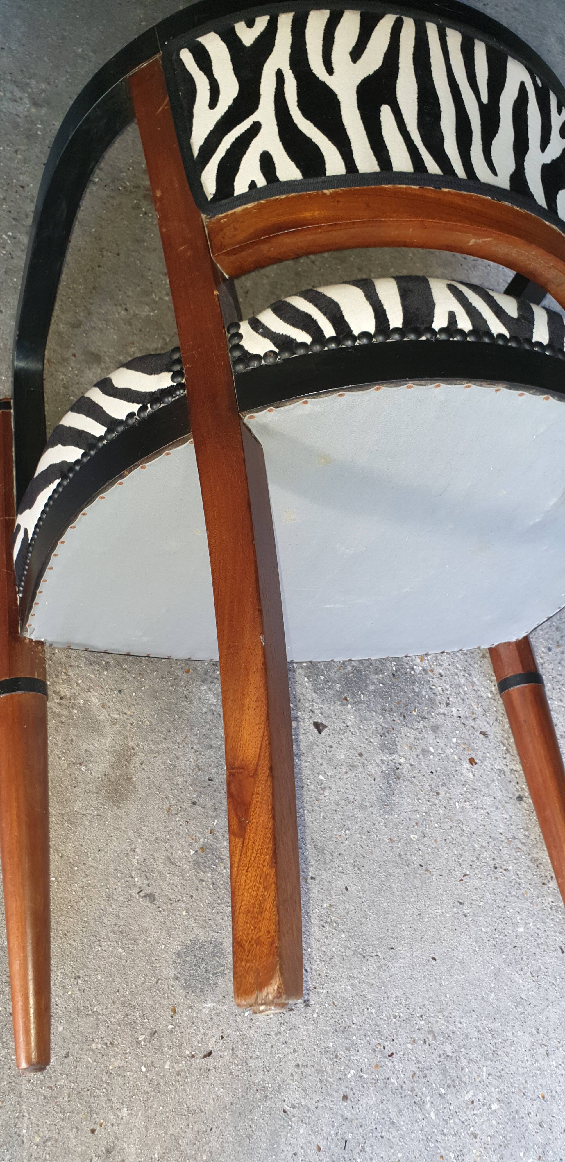 Art deco armchair with zebra tapestry