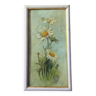 Marguerites huile sur carton