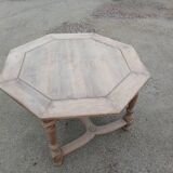 Vintage Octagonal Table in Raw Wood - Family Home Spirit