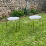 Pair of vintage 1960 stools in gold metal
