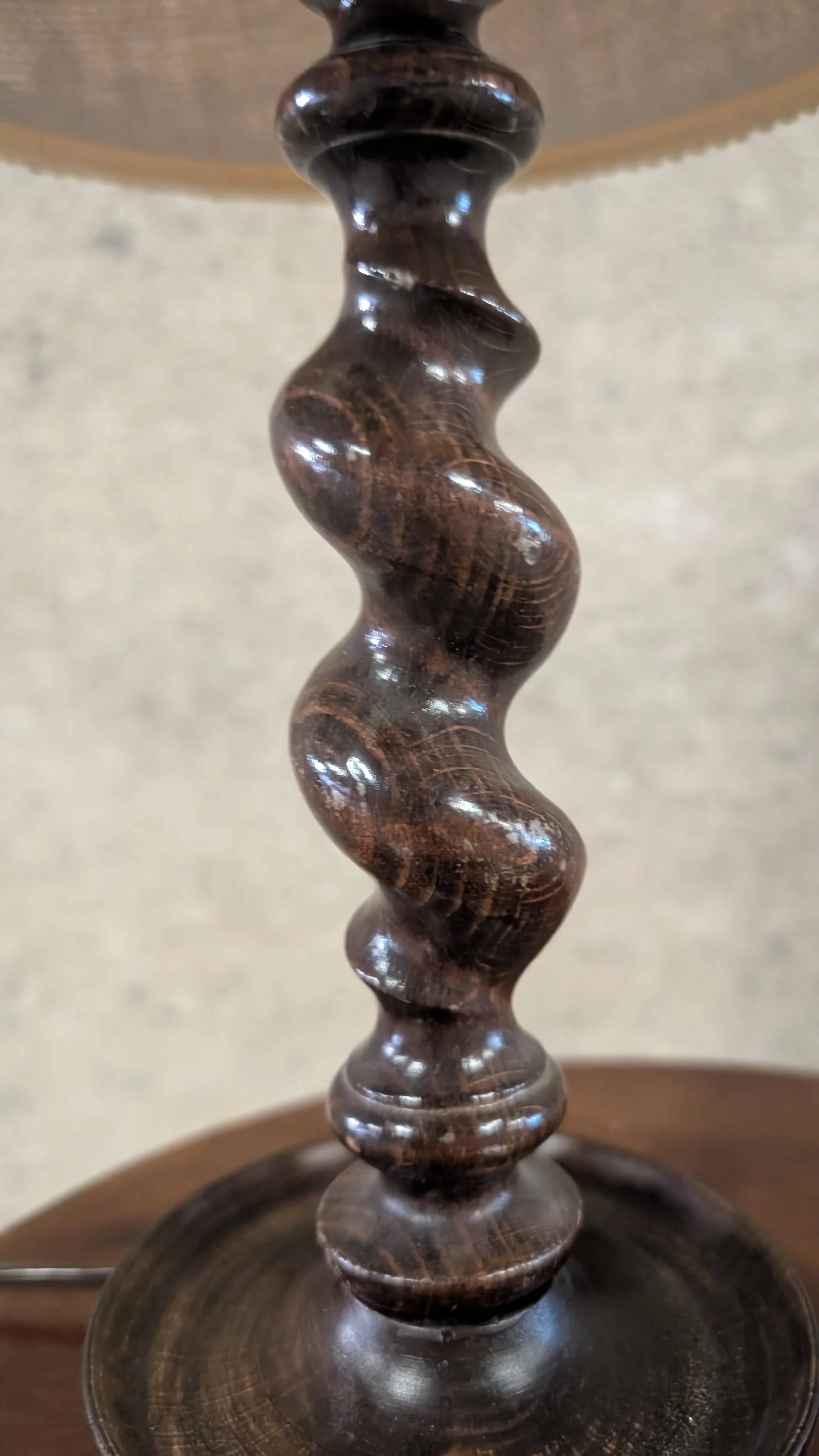 Pair of turned wood lamps