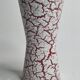 Vase diabolo vintage rose et blanc, 15 cm