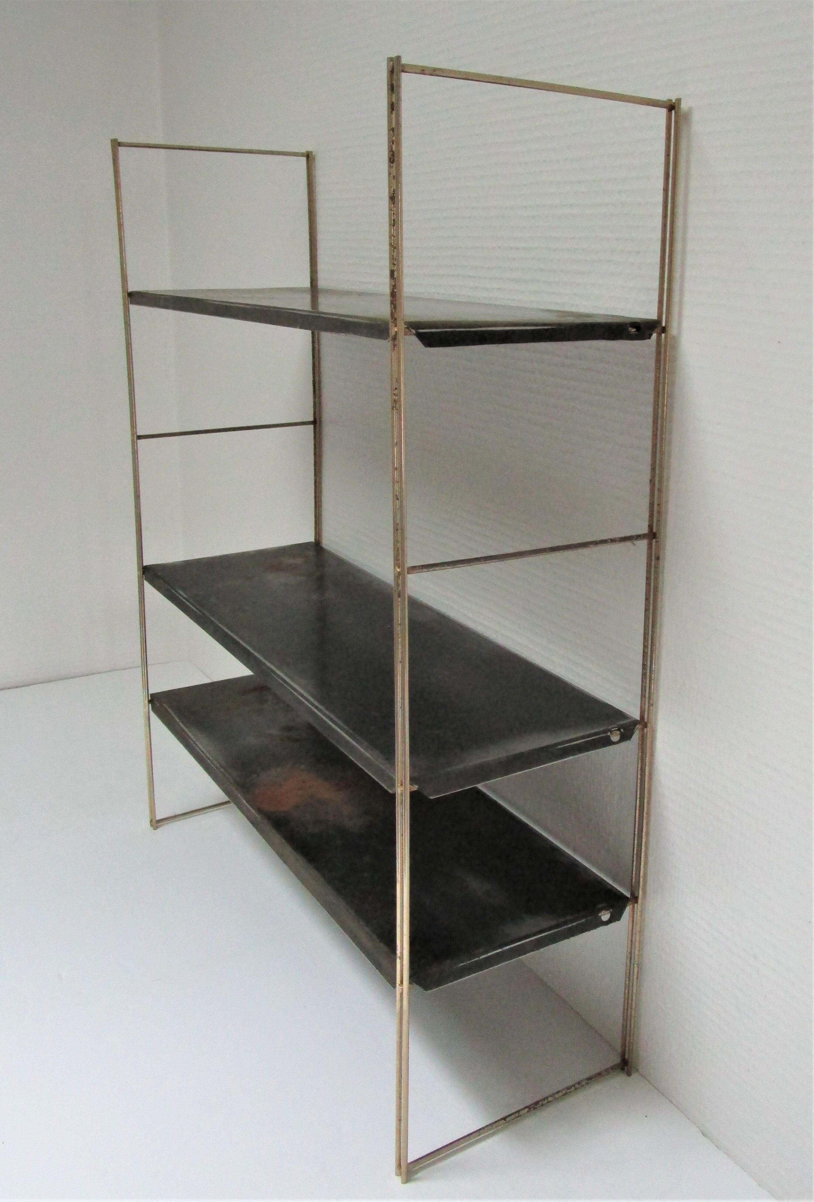 Wall shelf black metal weathered metal