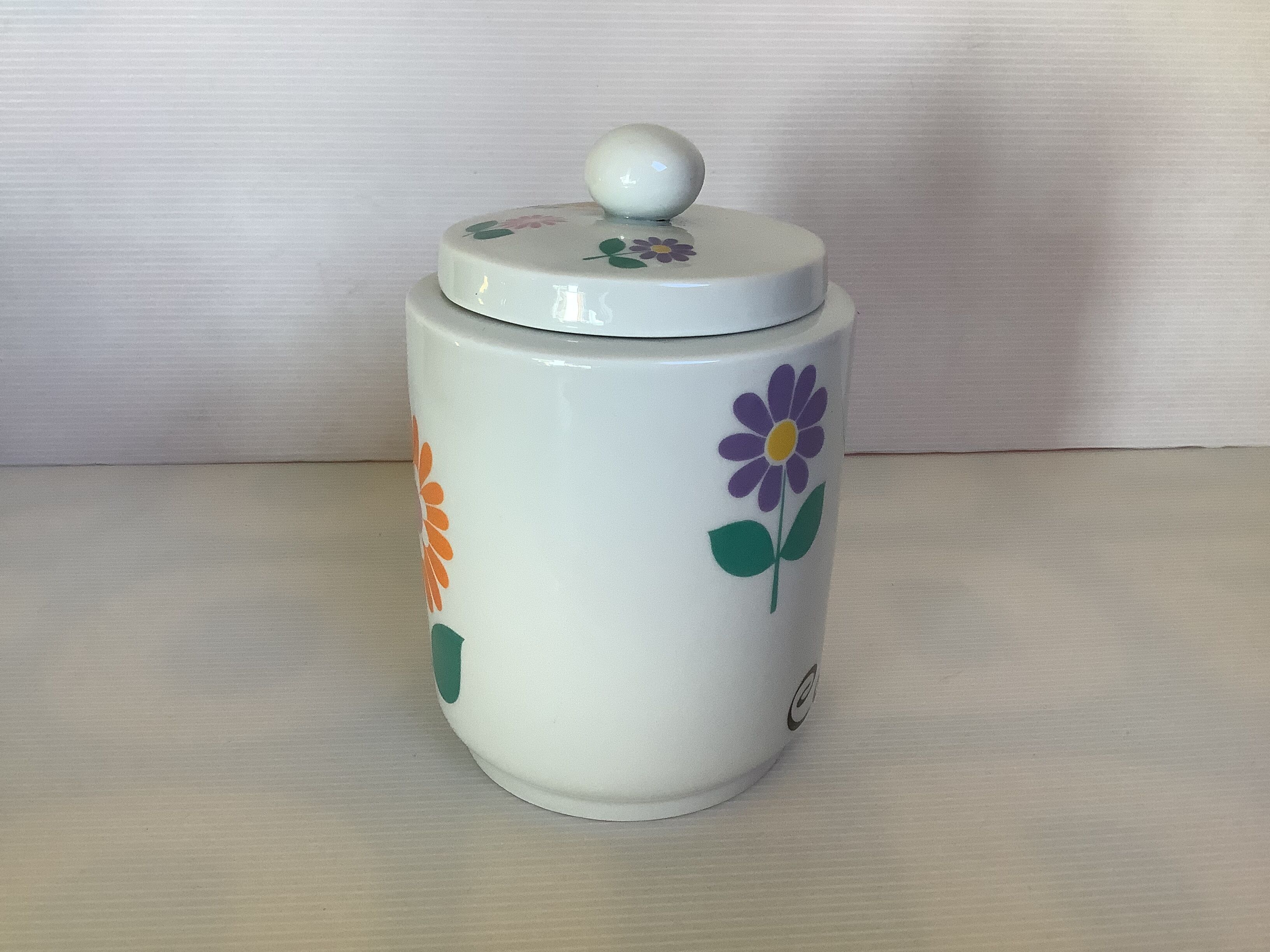 Purple pink yellow flower pot