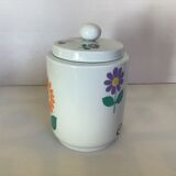 Purple pink yellow flower pot