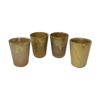 Lot 4 Digoin vintage glazed stoneware cups 70/80