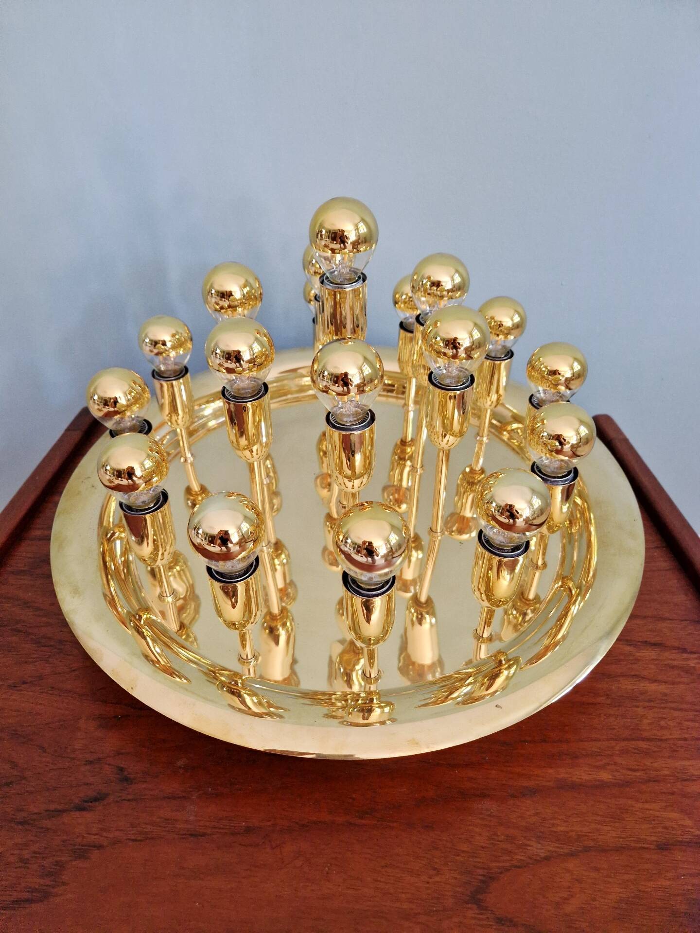 XXL Sputnik ceiling light in brass, Space Age design, 1970.