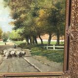 Landscape "Where time passes slowly." Oil on wood panel.