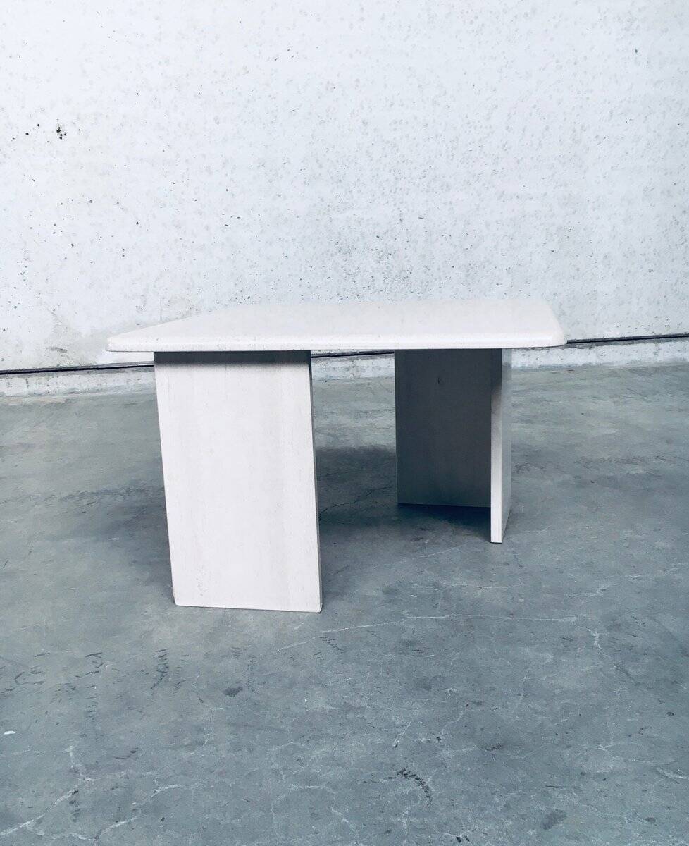 Vintage Italian Postmodern Square Granite Stone Side Table, 1970s