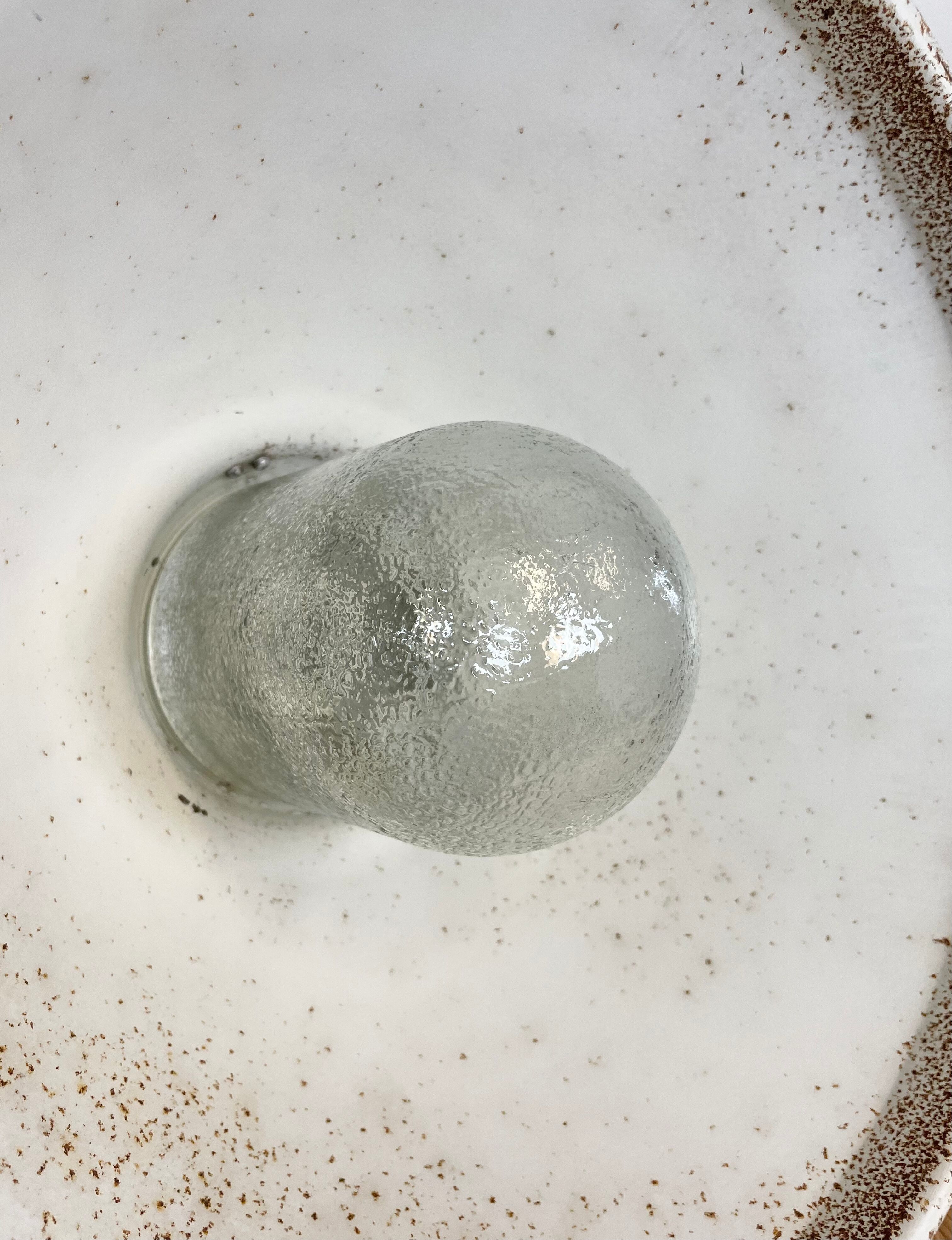 Industrial Factory Pendant Lamp with Frosted Glass Cover, 1970s