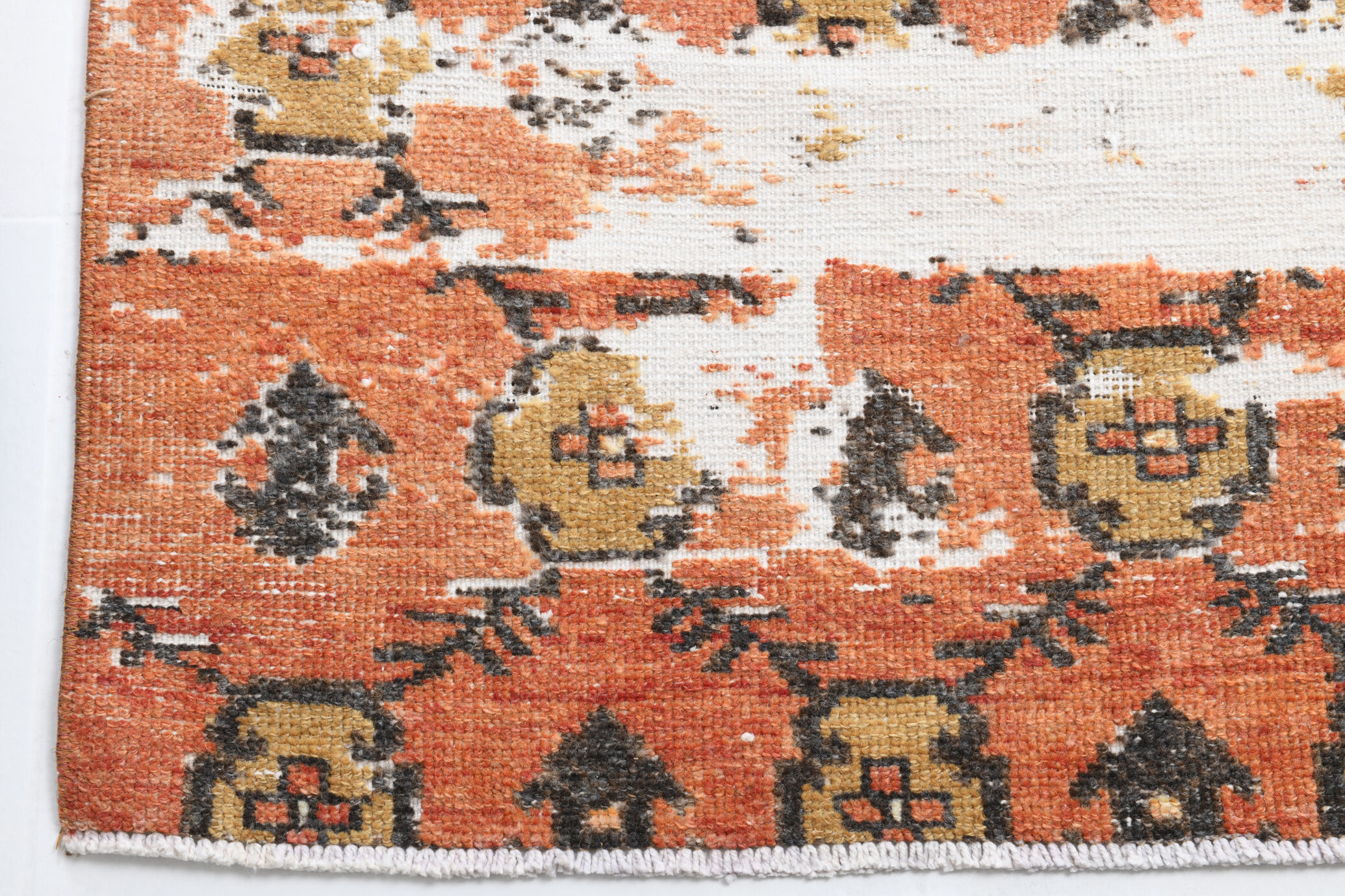 Geometric pattern turkish runner rug 350x85cm