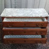 Louis XVI style chest of drawers in oak and marble top