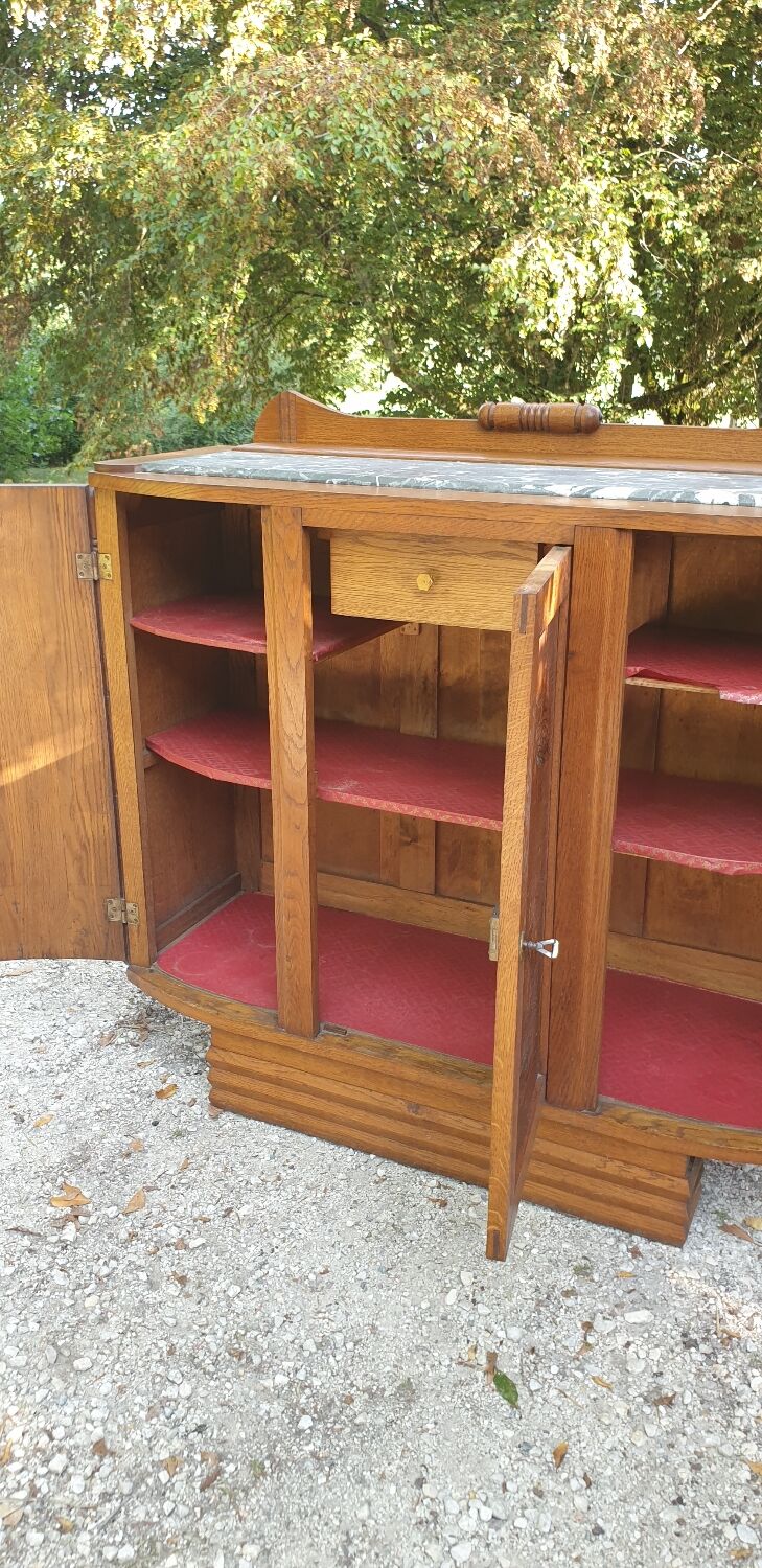 Art deco oak and marble sideboard