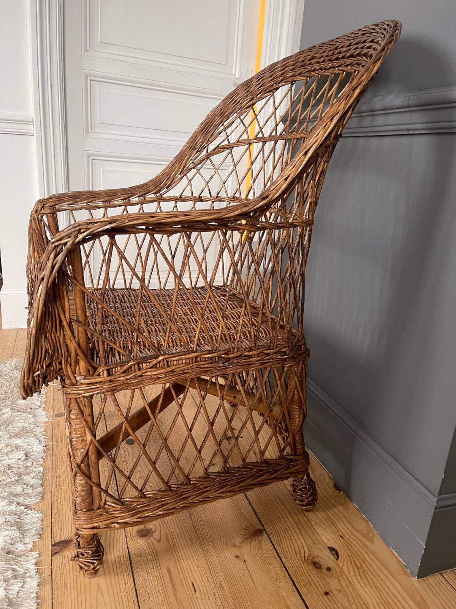 Grand Fauteuil en rotin vintage