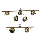 Set of vintage brass ceiling and wall lamps by Sische leuchten, Germany 1960's.