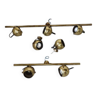 Set of vintage brass ceiling and wall lamps by Sische leuchten, Germany 1960's.