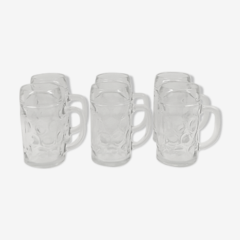 Lot of 6 transparent glass beer mugs 0.5 L
