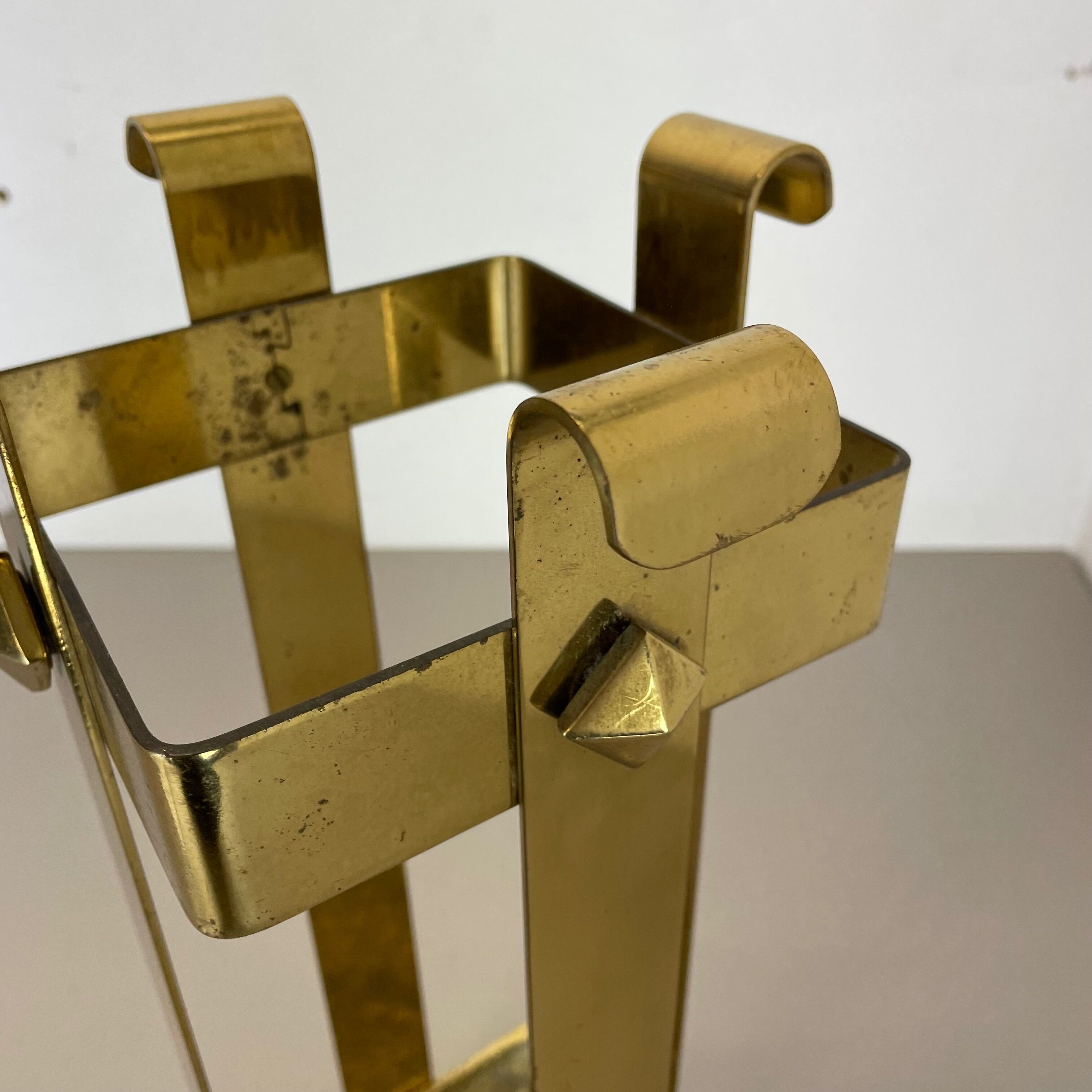 Original Hollywood Regency Solid Brass 3,3kg Umbrella Stand, Italy, 1970s