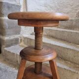 Vintage French adjustable beech stool, 1950s