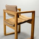 Set of Camel Leather Cubic Pinewood Side Chairs by Ate van Apeldoorn 1970s
