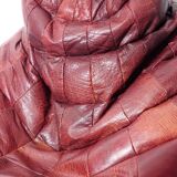 Pouf patchwork of red leather vintage burgundy 1970