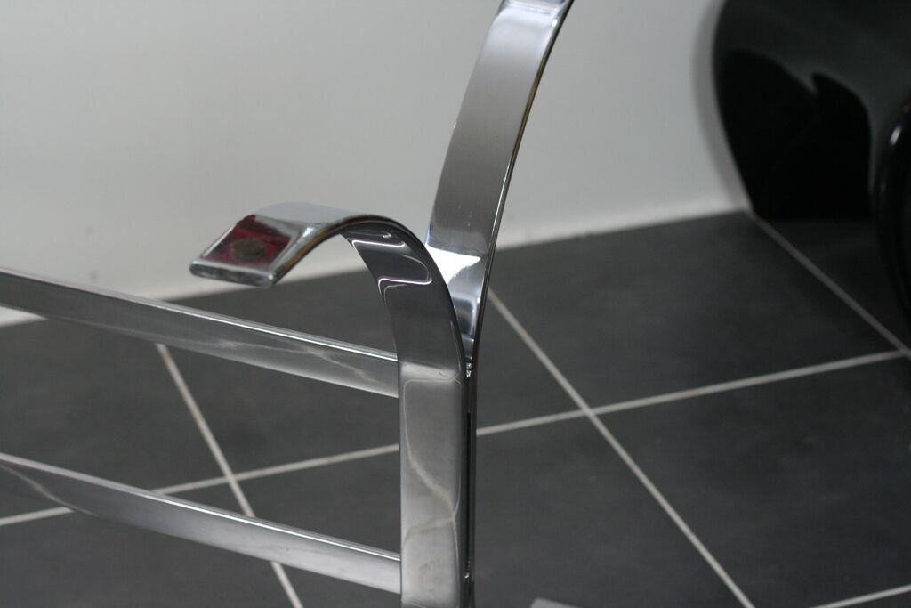 Dining table in smoked glass brown chrome structure