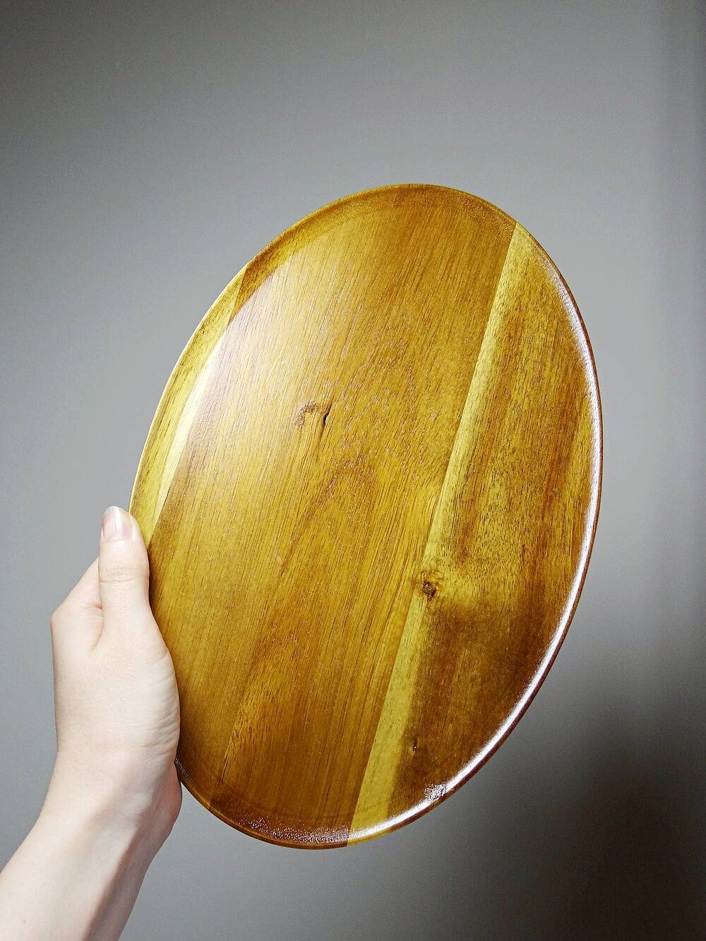 Vintage turned oval wooden display stand