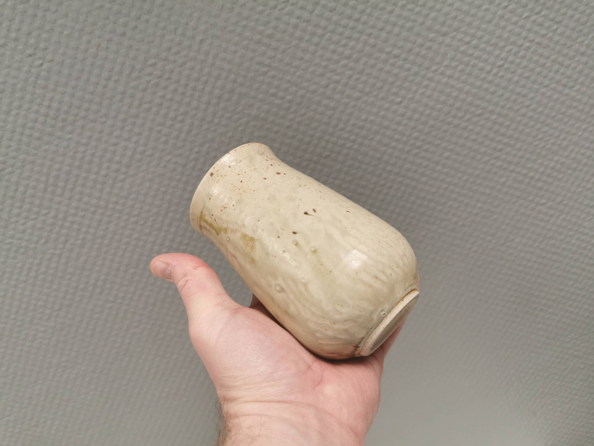 Small vase in beautiful beige glaze. Denmark 1970-80s
