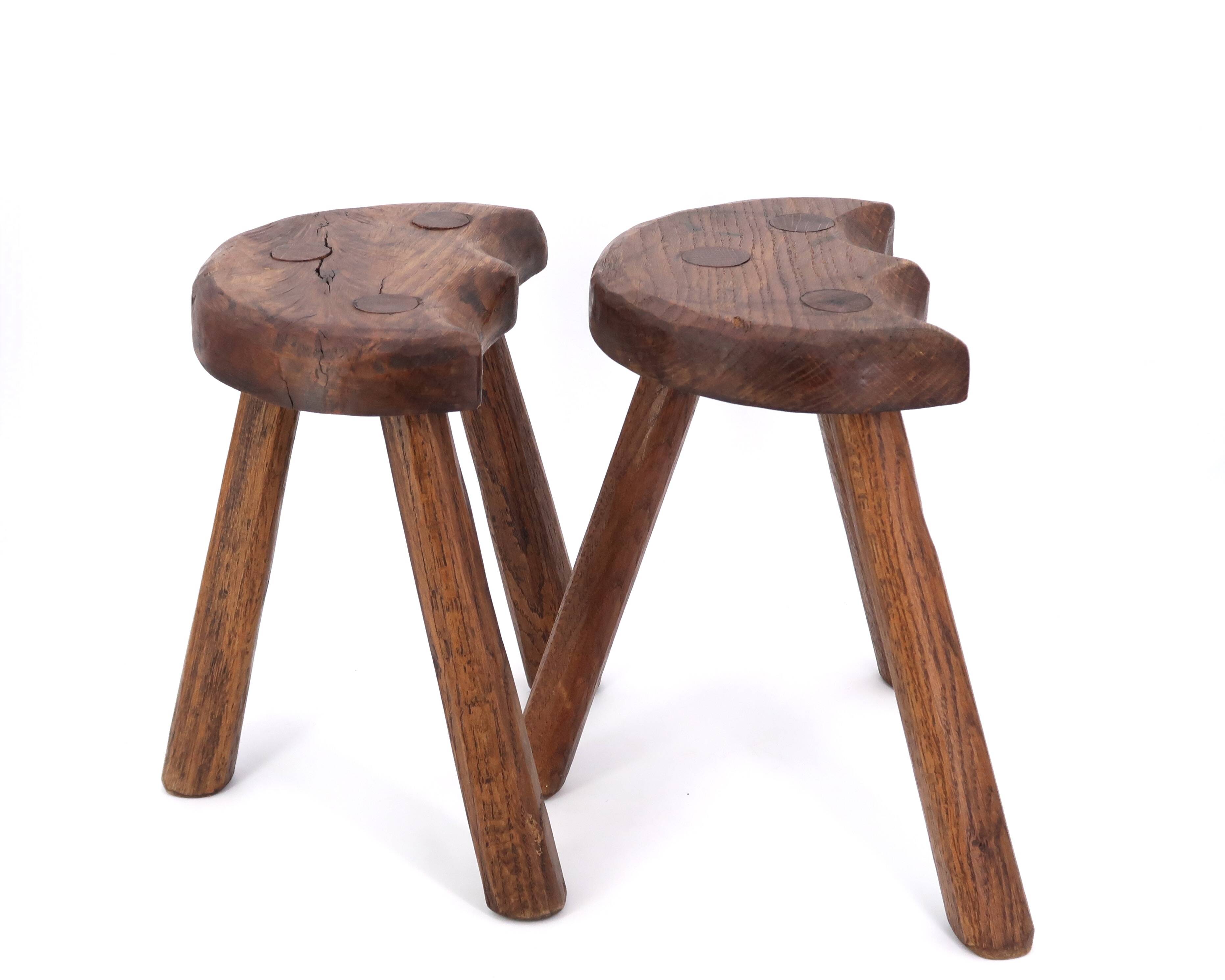 Wooden tripod stool, mountain folk art, 1950s
