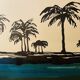 Tableau aquarelle bichrome signé « crépuscule sur le Nil »