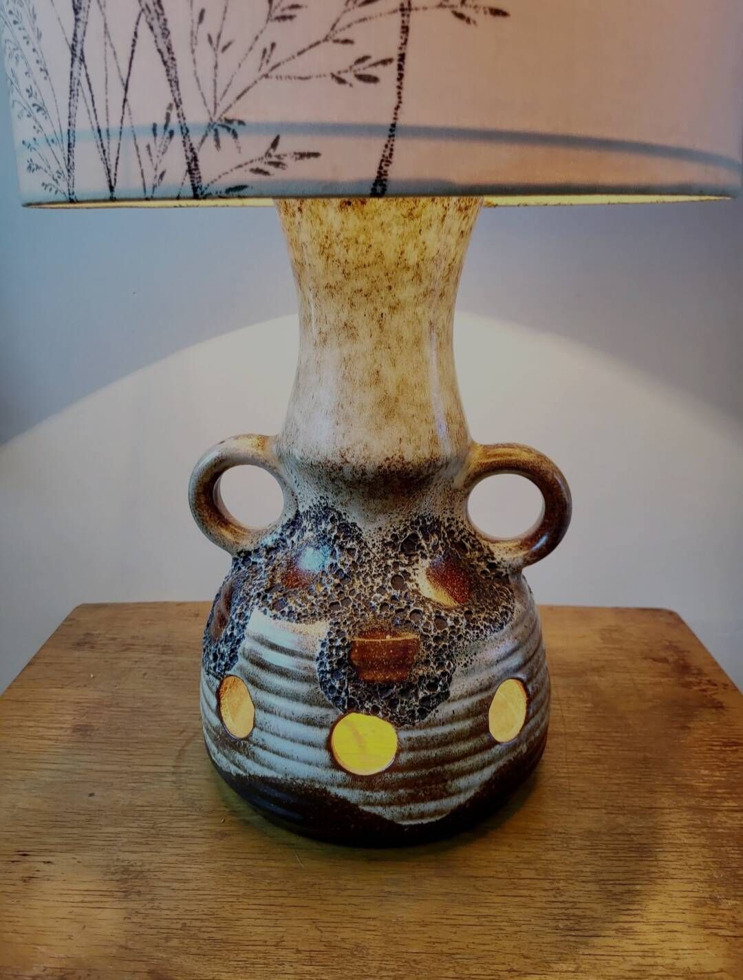 Vintage Fat lava tafellamp met originele kap, jaren 1970