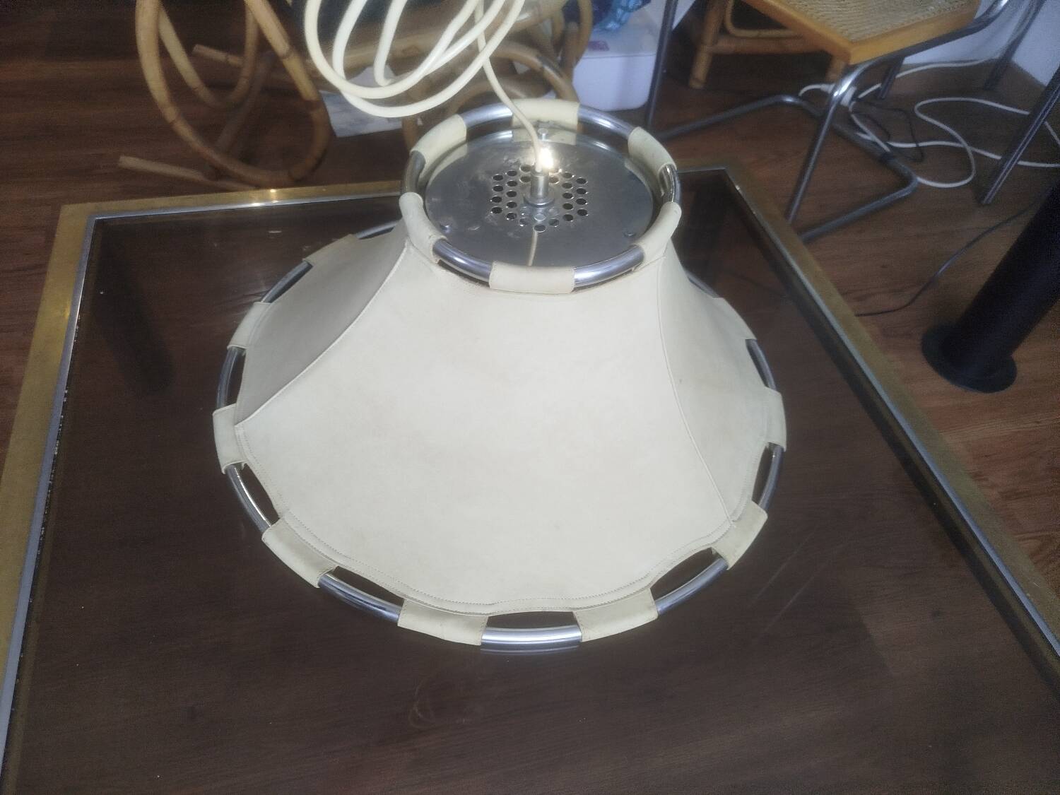 Scandinavian leather pendant light – Anna Ehrner for Ateljé Lyktan – vinta