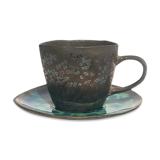 Cup and saucer bronze ceramic