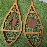 Pair of wooden snowshoes