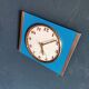 Vintage formica clock rectangular silent wall clock "Jaz golden blue"