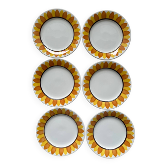 Set of 6 digoin sarreguemines sunflower dessert plates