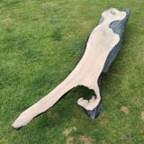 Table basse bois brûlé brutaliste