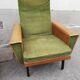 Paire de fauteuils vintage verts et skai marron