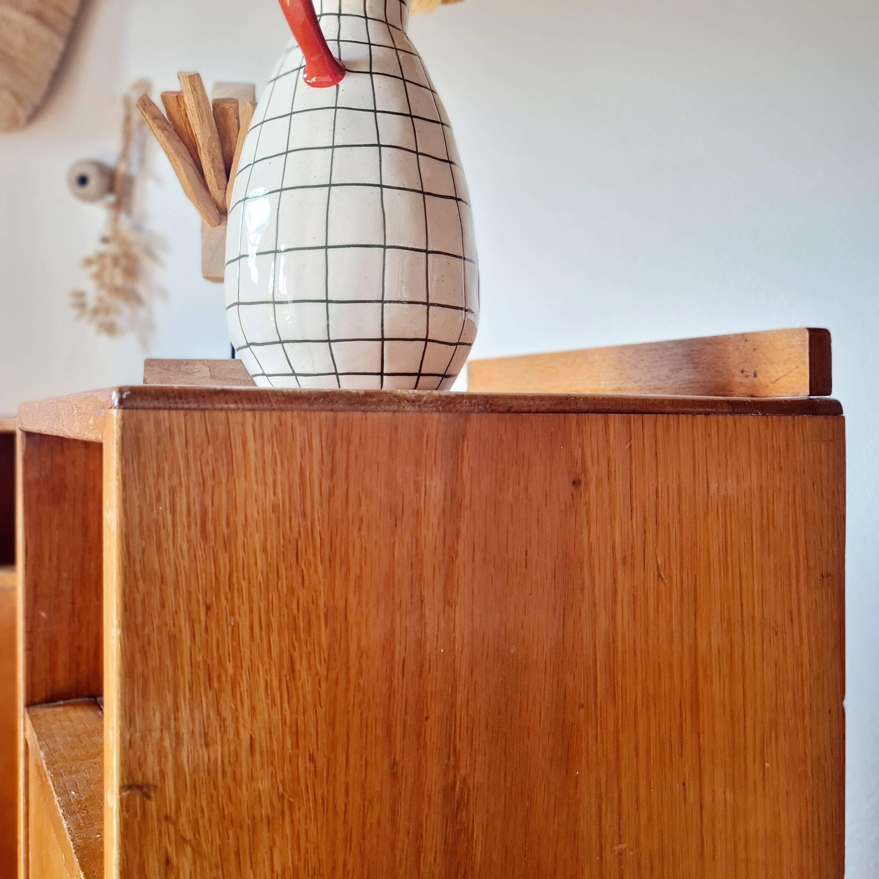Art Deco pair of bedside tables in light oak by A. Gardner & Son