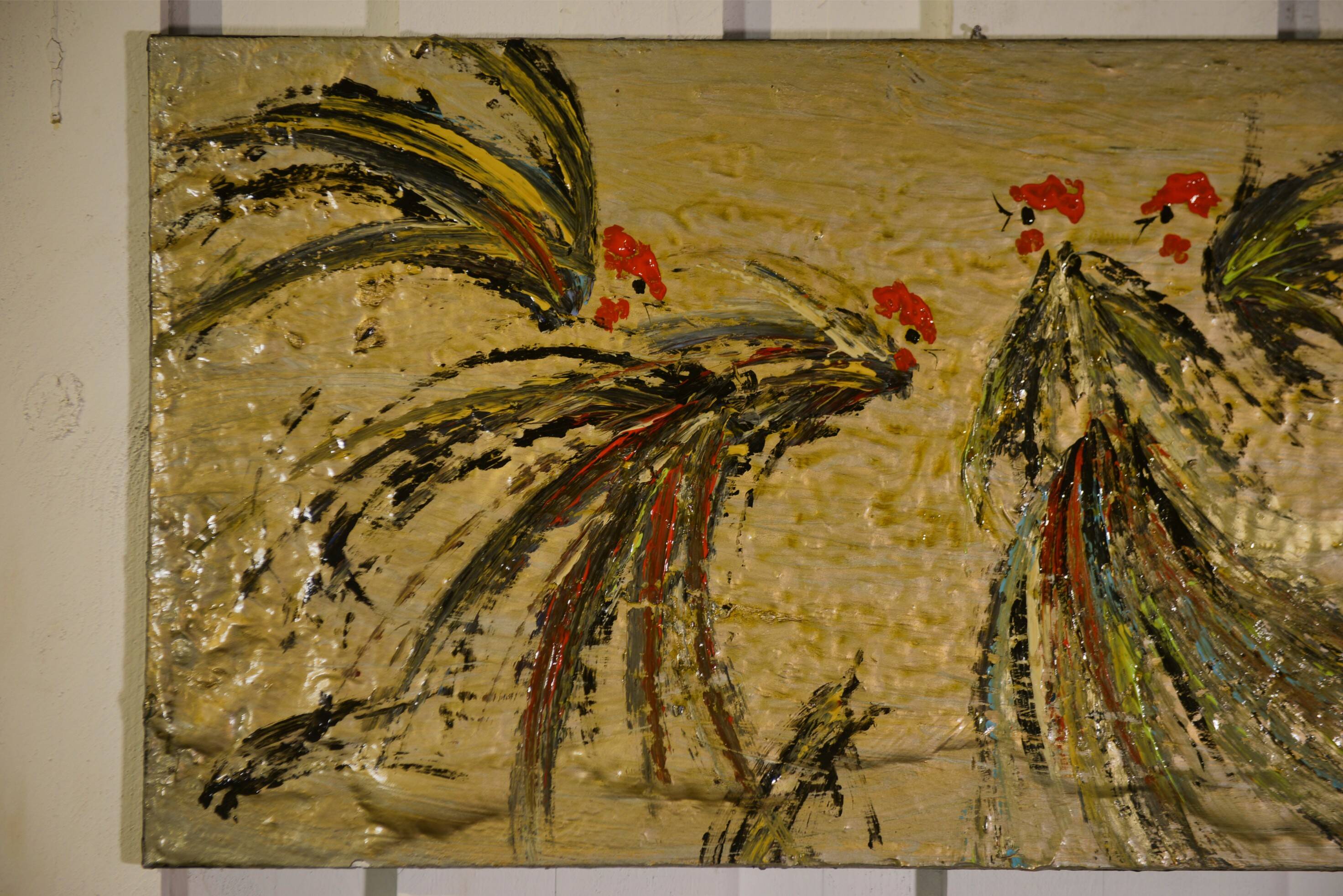 Enamelled canvas roosters by DEFFP 13 2000’s