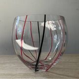 Vintage ball vase in blown glass and glass paste