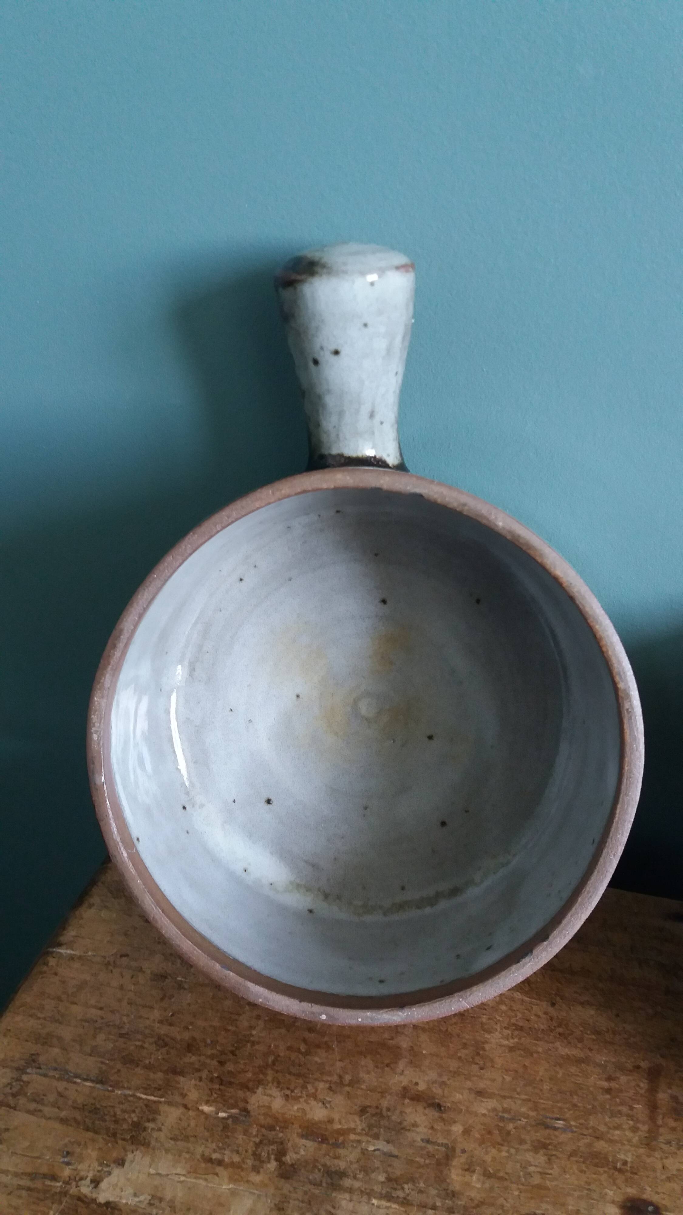 Covered fondue pot signed Atch, Chantal and Thierry Robert