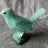Art deco sparrow in turquoise enamelled faience