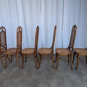 Set of 6 Mid-century Bentwood Cane Dining Chair, Thonet Style, 1970s Yugosl