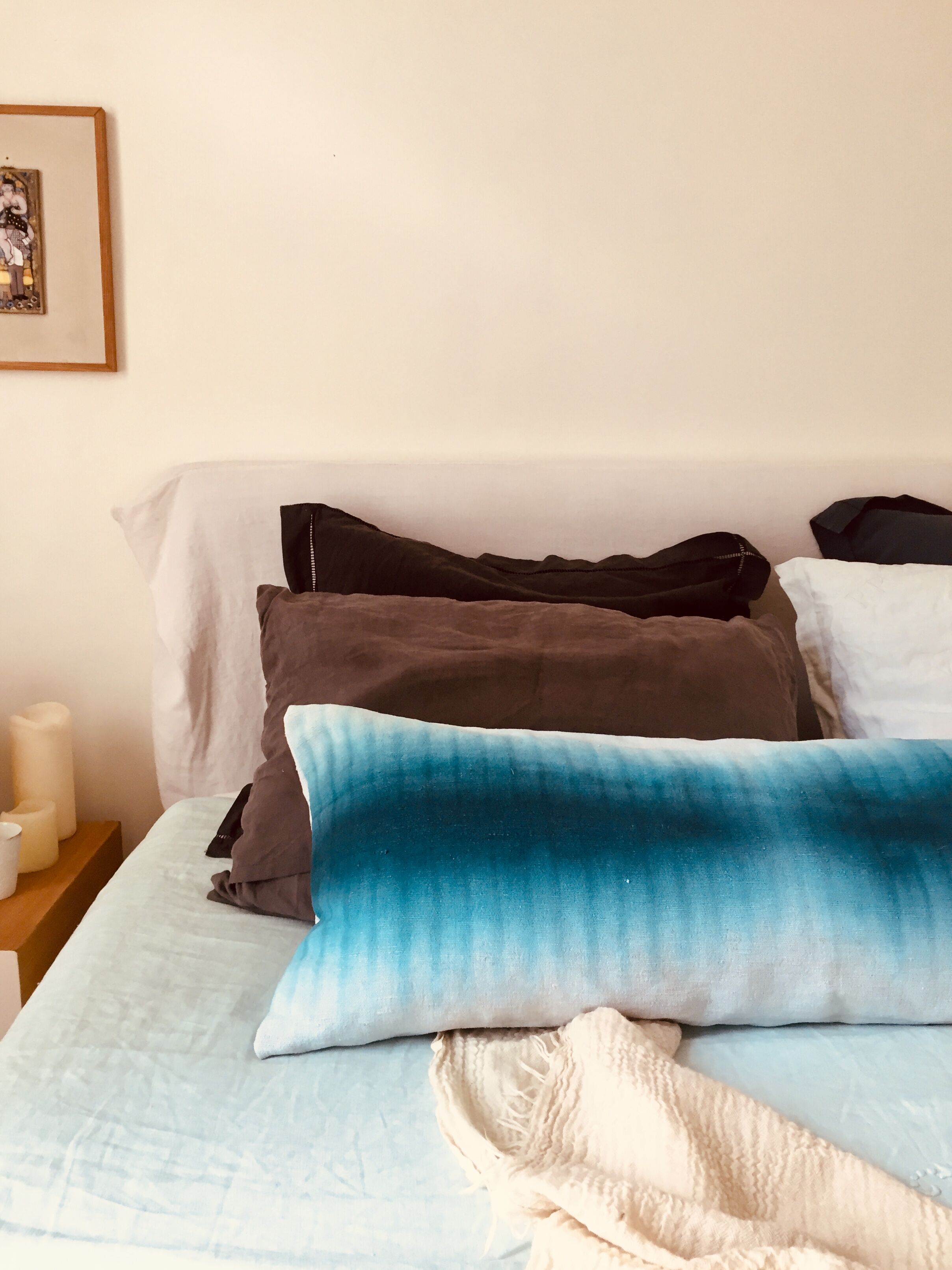 Deep and die blue watercolor cushion