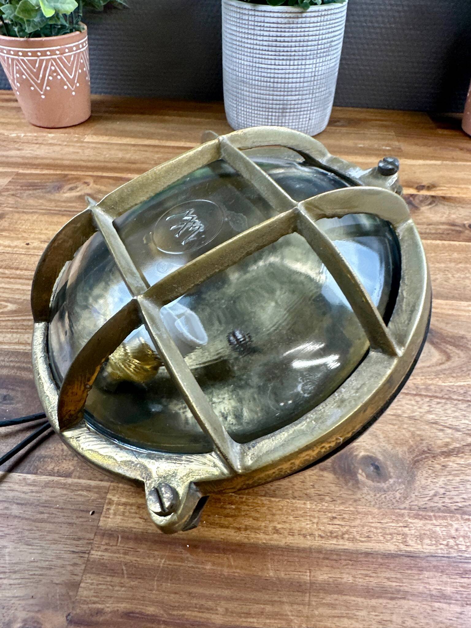 Vintage industrial brass clock – maritime/workshop style