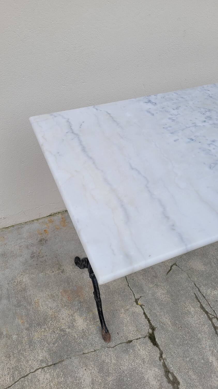 Marble and antique cast iron bistro table