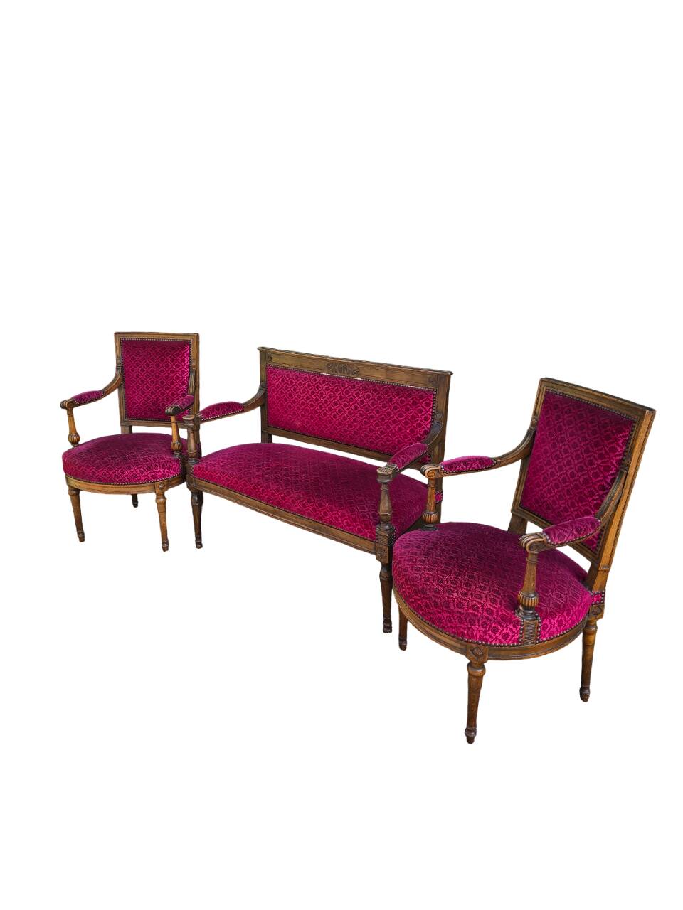 Salon Louis XVI - Banquette et deux fauteuils