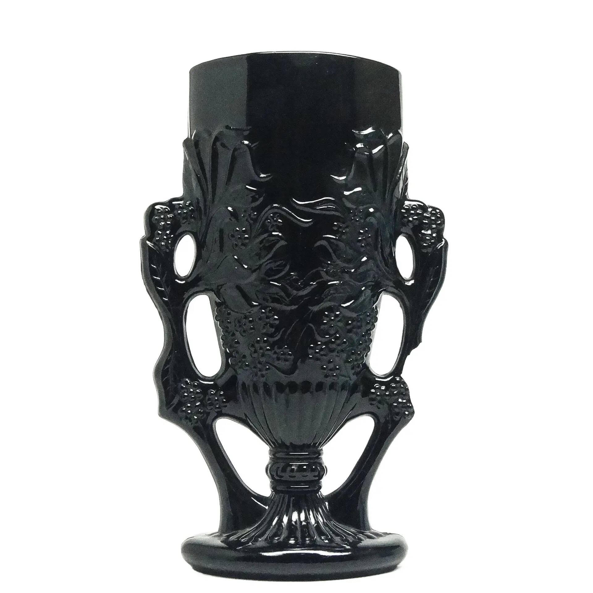 Eclectic vase, black hyalite glass, Ząbkowice, Poland, 1970s