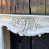 Louis XV Style Fireplace in Carrara Marble Circa 1980
